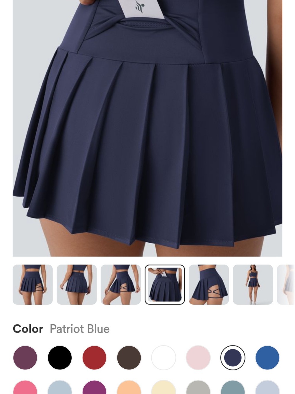 HALARA Navy Blue Pleated Asymmetric Skirt with Side Strap Detail - Picture 2 of 3